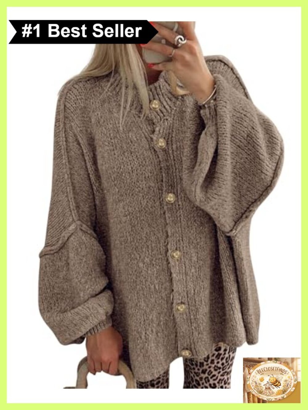 Oversized Button Down Cardigan Knit Sweater Loose Fall Layering